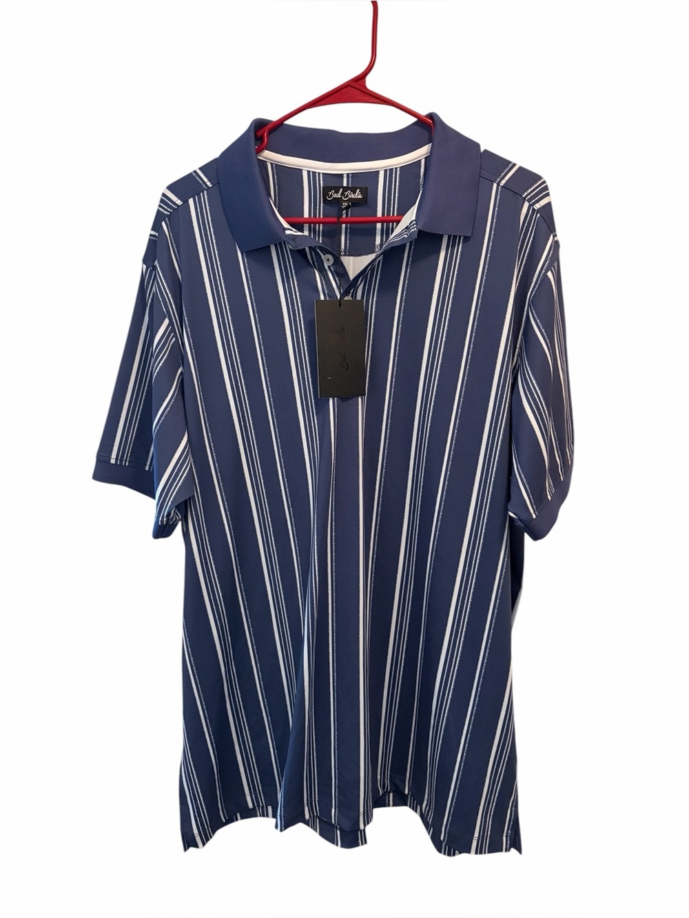 Bad Birdie Men's Navy Stripe Polo Shirt. Size XXL. New with tags